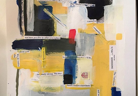 英国女生撕毁牛津大学拒信 改装成抽象派艺术品